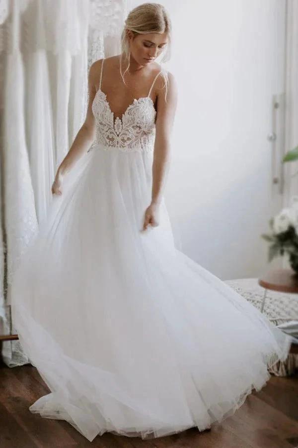 Backless Lace/Tulle Beach Wedding Dress Fashion Bridal Gown (ZD15324)