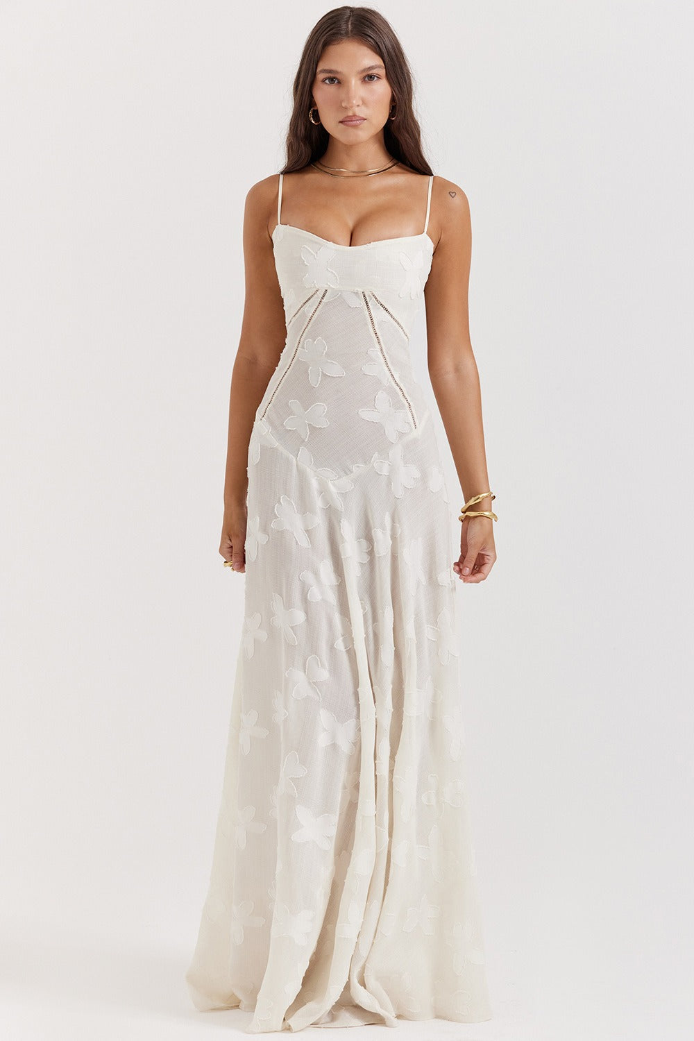 Lace Tie - Strap Romantic Maxi Dress