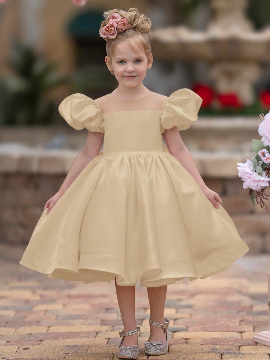 Ball-Gown/Princess Satin Knee-length Flower Girl Dress