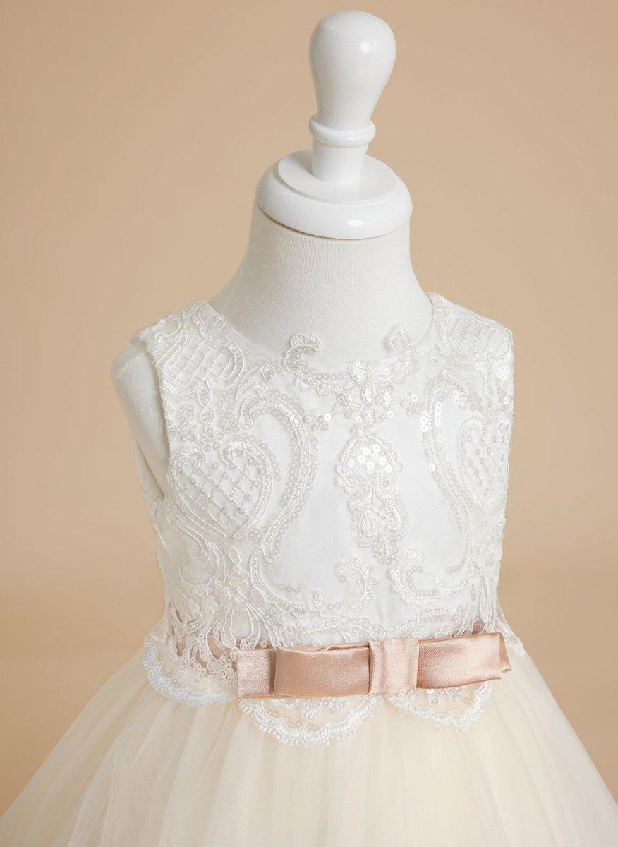 Ball-Gown/Princess Tulle Sweep Train Ivory  Flower Girl Dress