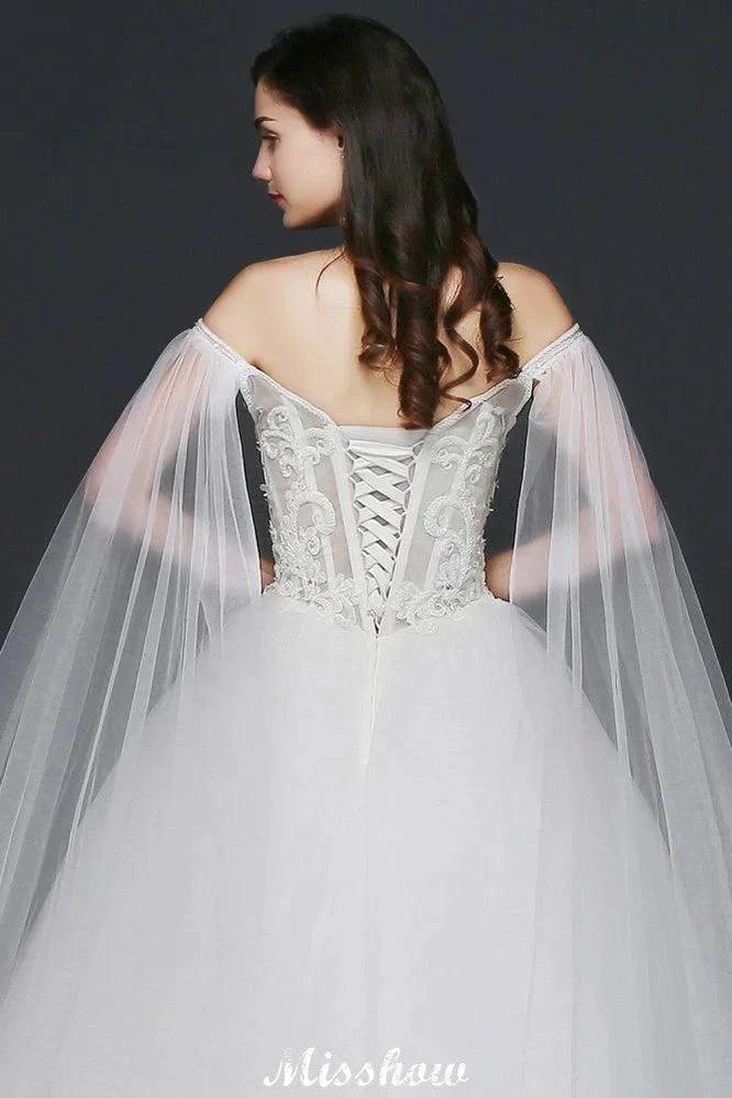 Ball Gowns Appliques Straps Tulle Elegant Wedding Dresses (ZD13947)