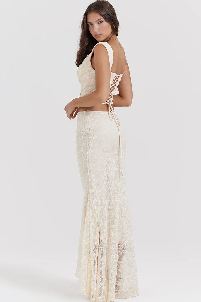 Elegant Lace Up Dress with Tailored Everyday Styling Boutique Fashion Style