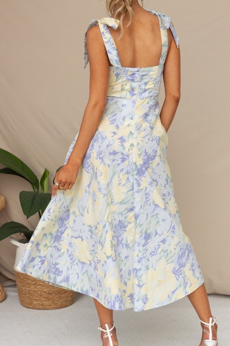 Otilia Exclusive Printed Midi Dress with Straps Boutique Collection