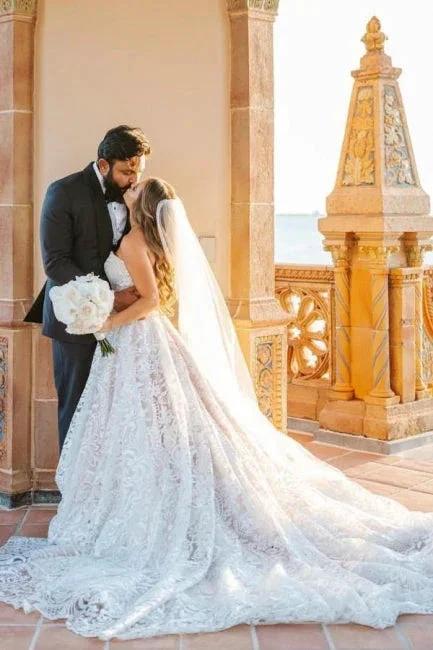 Beautiful A-Line Long White Sleeveless Wedding Dresses With Lace (ZD16527)