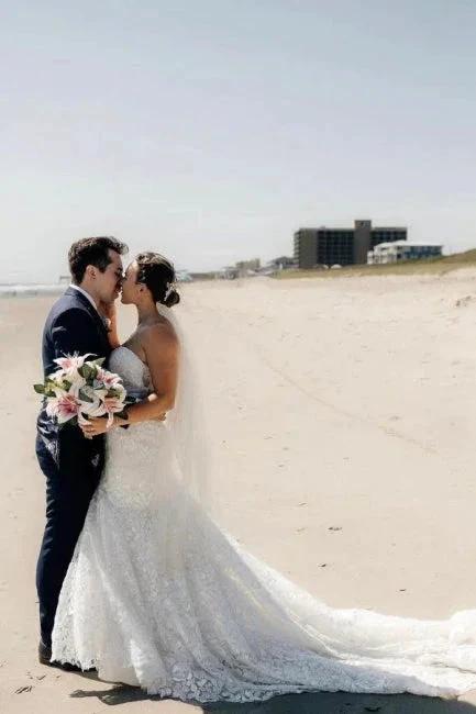 Beautiful Long Mermaid Sleeveless Wedding Dresses With Lace (ZD14494)
