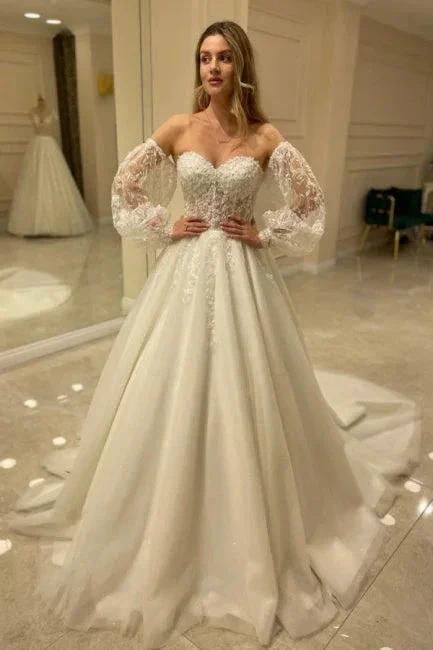Beautiful Off-the-shoulder A-Line Wedding Dresses with Lace (ZD14704)