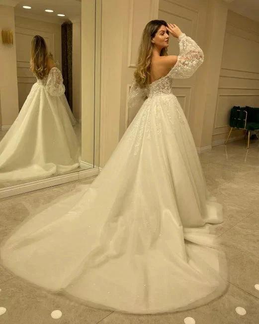 Beautiful Off-the-shoulder A-Line Wedding Dresses with Lace (ZD14704)