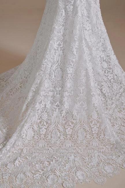 Beautiful Off-the-shoulder Sleeveless Mermaid Floor-Length Lace Wedding Dresses with Applique (ZD14660)