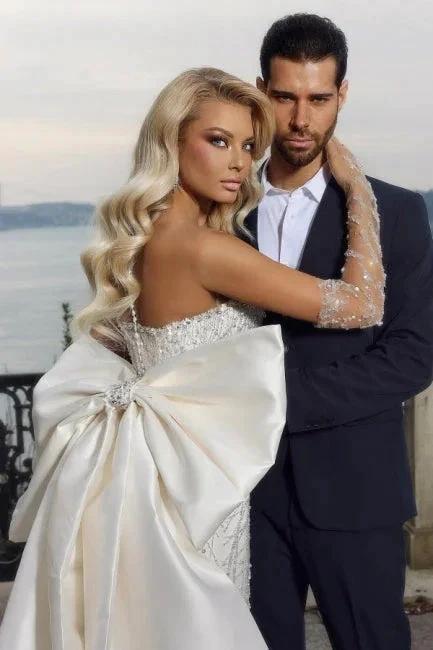 Beautiful Strapless Sweetheart Mermaid Wedding Dress with Chapel Train (ZD14891)