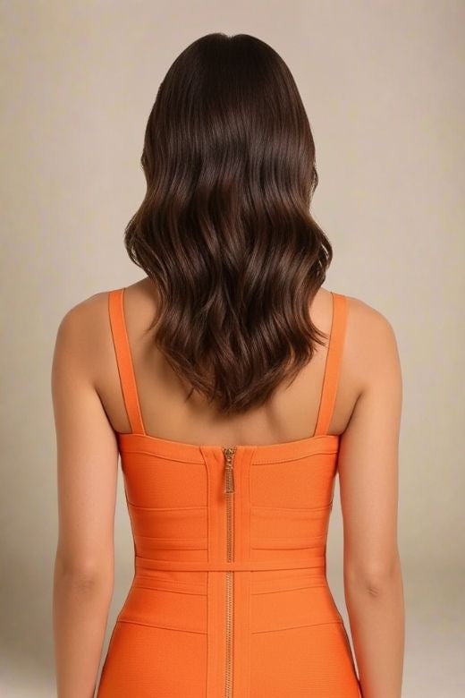 Bek Bandage Dress - Apricot Orange
