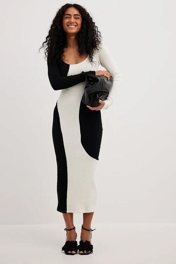 Belén Exclusive Contrast Knit Midi Dress Everyday Luxe Edit
