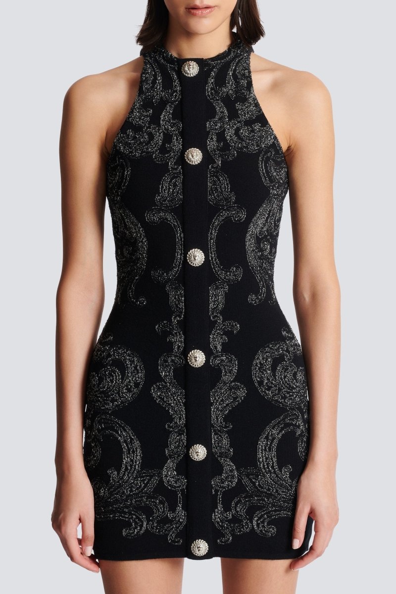 Brigitte Timeless Mini Knit Dress with Paisley Print Elevated Occasion Wear