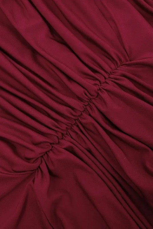 Bella Bodycon Wrap Maxi Dress - Red Wine