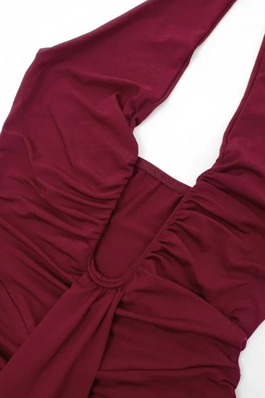 Bella Bodycon Wrap Maxi Dress - Red Wine