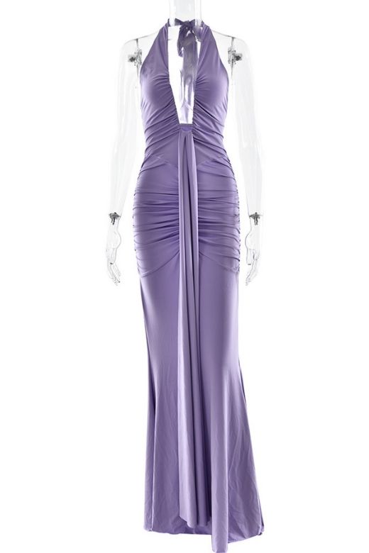 Bella Bodycon Wrap Maxi Dress - Violet