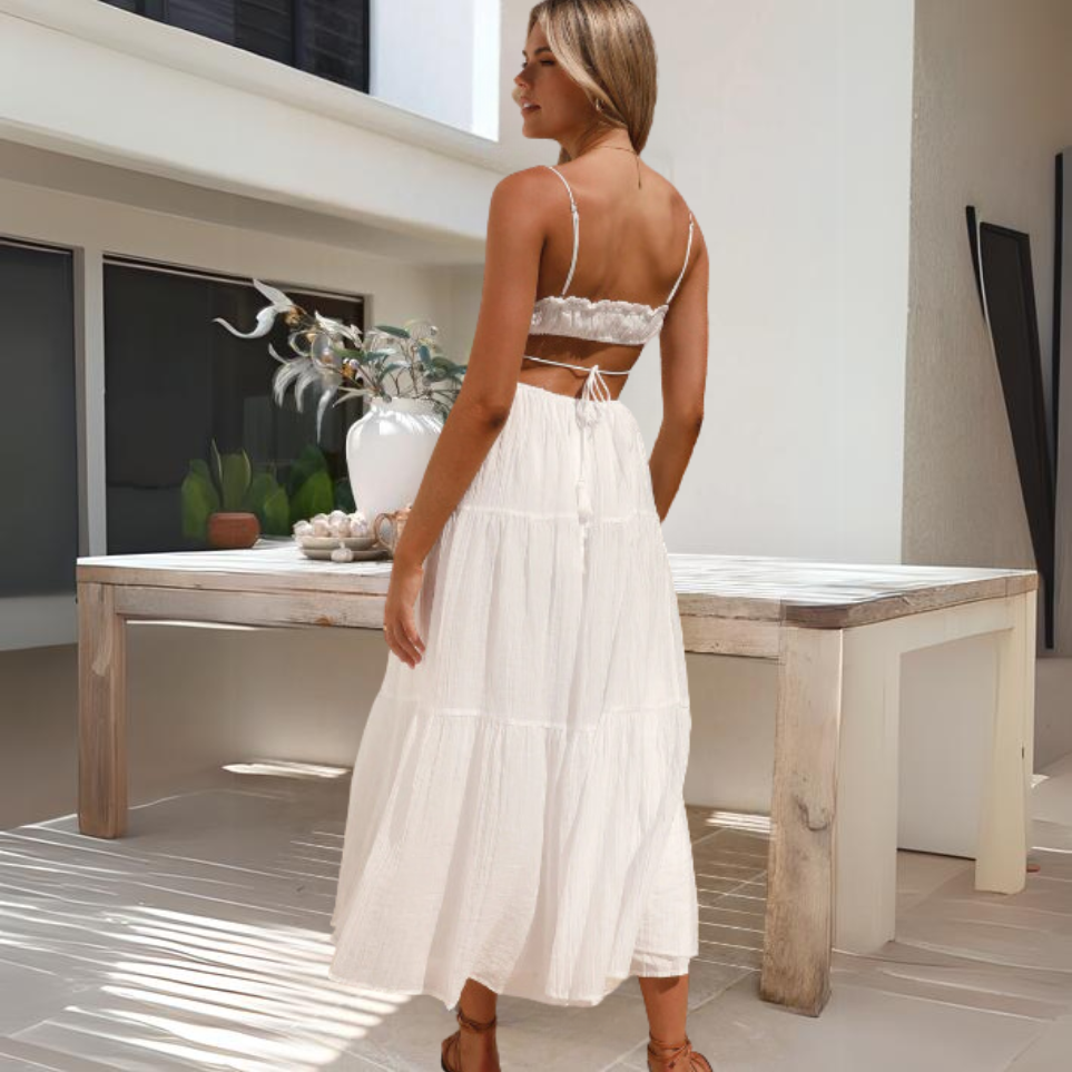 Sophie Chic Summer Midi Dress with Thin Straps Evening Wear Edit