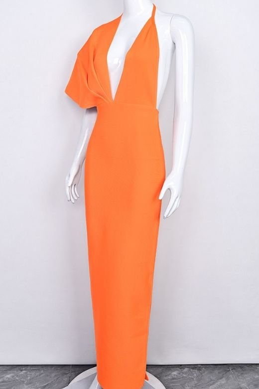 Blake Bandage Maxi Dress - Apricot Orange
