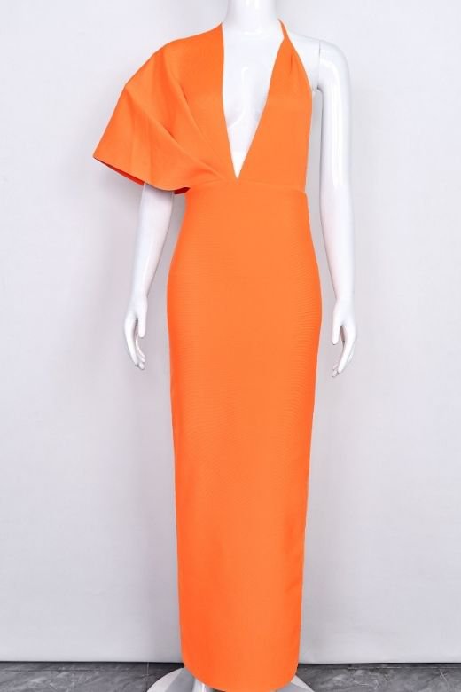Blake Bandage Maxi Dress - Apricot Orange