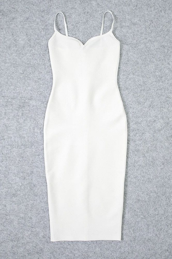 Blanche Bandage Midi Dress - White Pearl