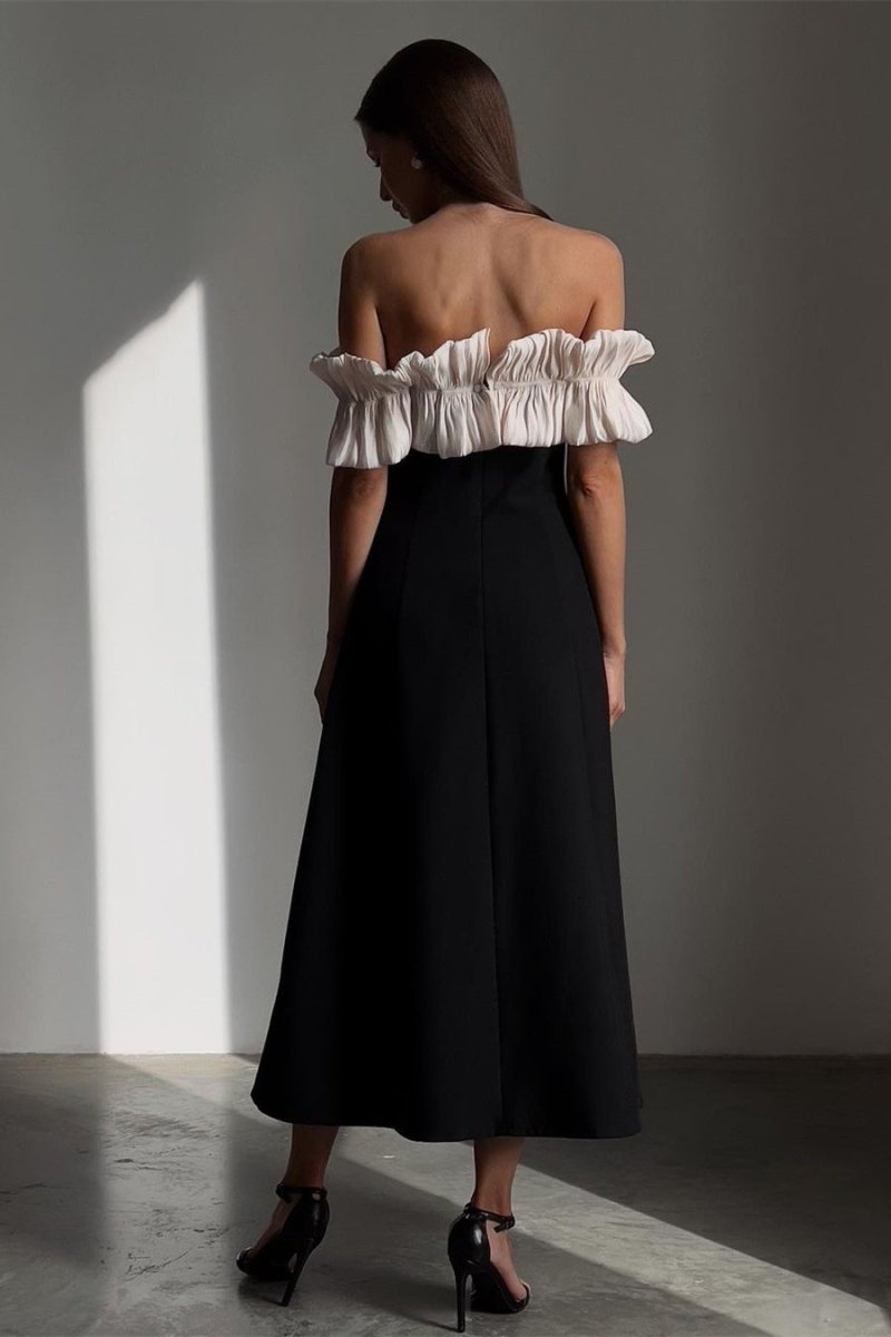 Haydée Exclusive Off the Shoulder Maxi Dress with Ruffles Statement Occasion Edit