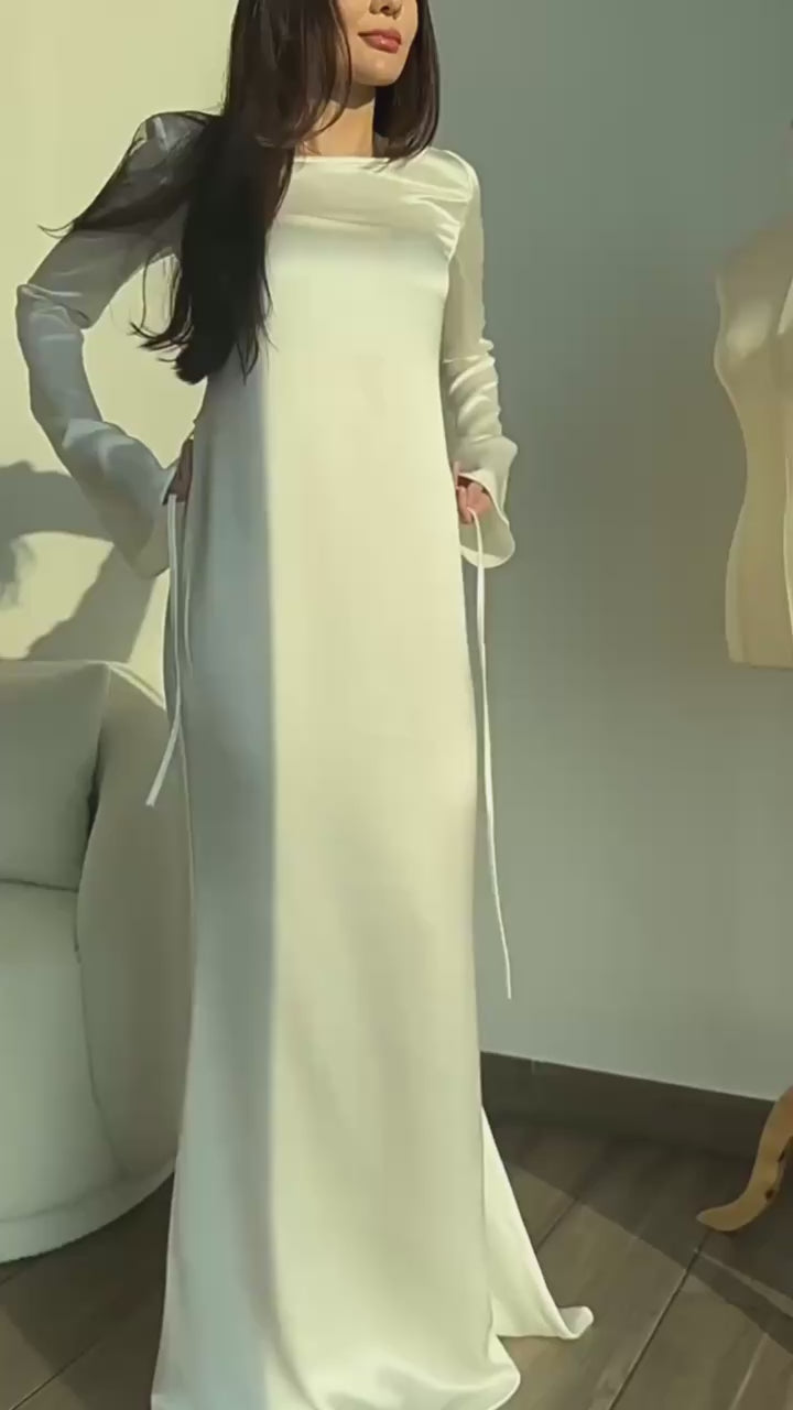 Aurora - Satin Long Sleeve Maxi Dress