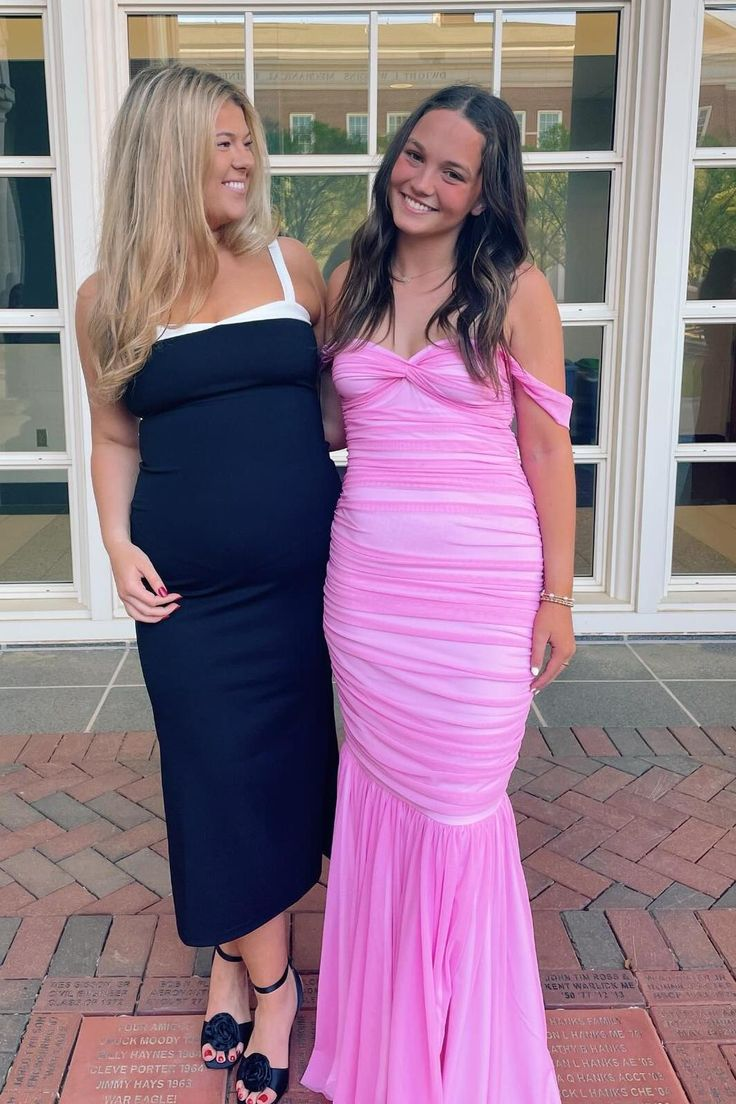 Elegant Off the Shoulder Pink Long Party Dress Mermaid Chiffon Prom Evening Dress - VelvetHem