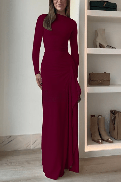 Valeria Long Sleeve Draped Maxi Dress for Women Romantic Soft Style