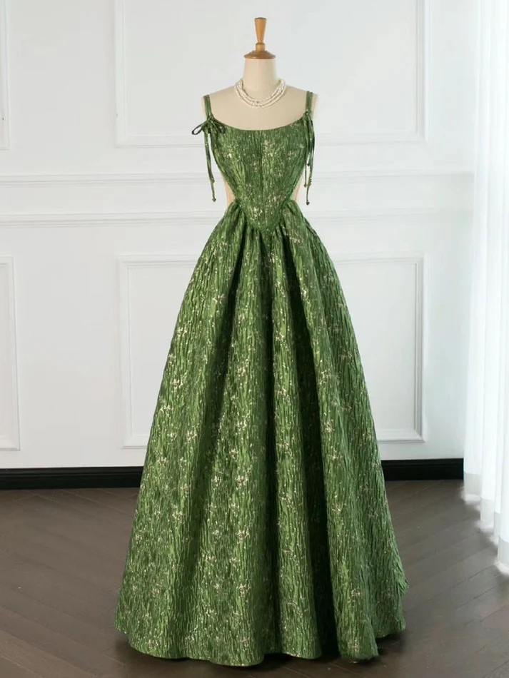 Beautiful Ball Gown Unique Green Long Prom Dress A Line Evening Dress - View 5 | VelvetHem