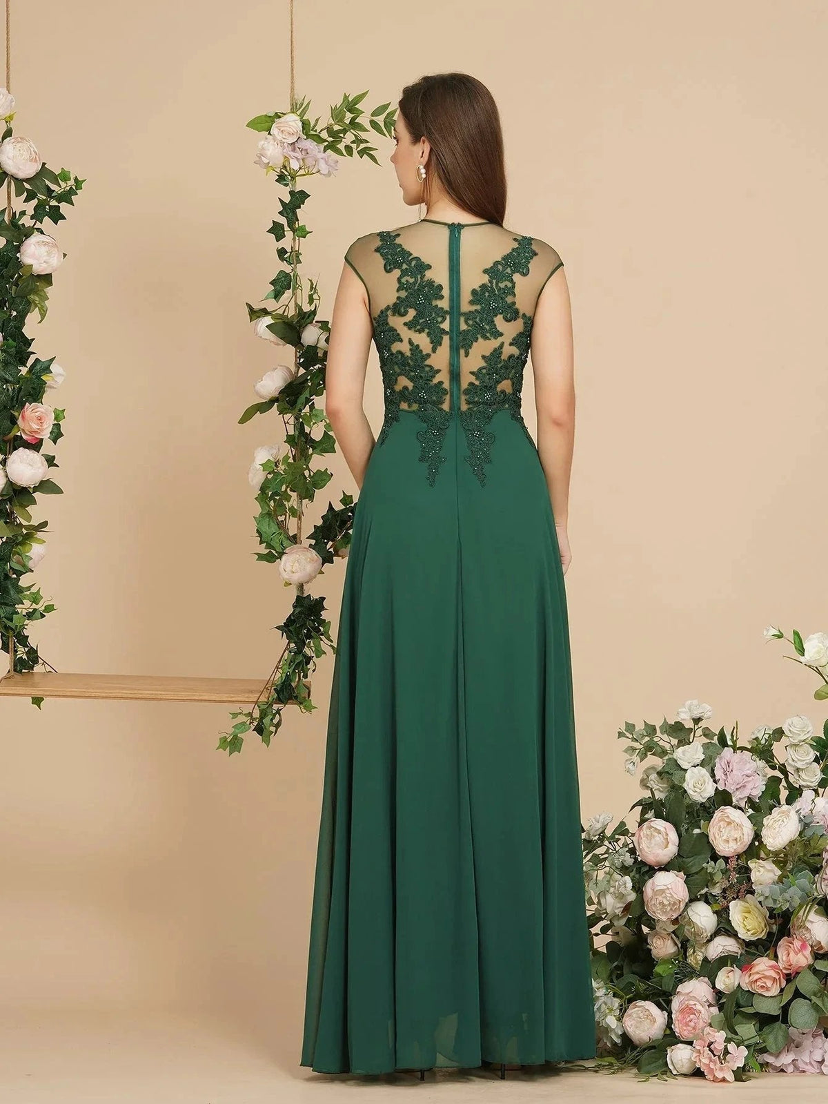 Charming Sleeveless Beadings Aline Evening Maxi Dress Cap Sleeves Bridesmaid Dress (ZD13030)