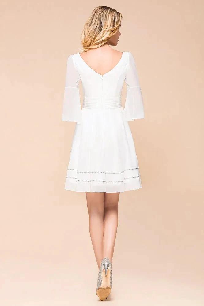 Chiffon Knee Length Simple Daily Casual Dress Beach Bridesmaid Dress (ZD12957)