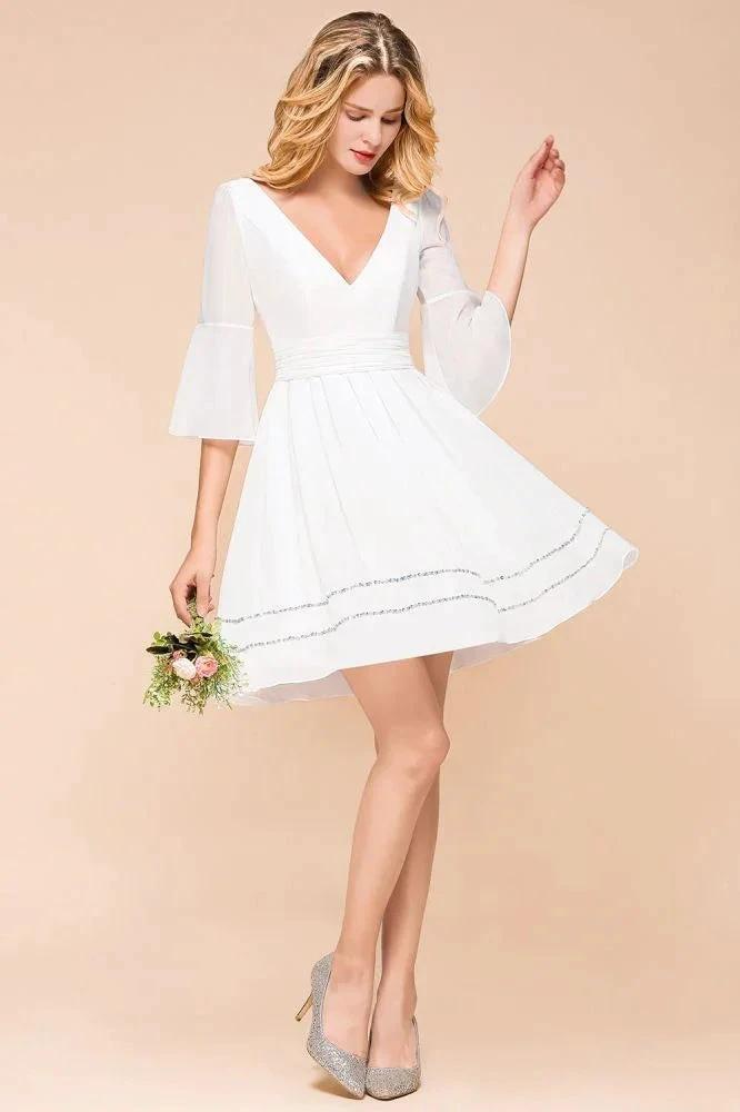 Chiffon Knee Length Simple Daily Casual Dress Beach Bridesmaid Dress (ZD12957)