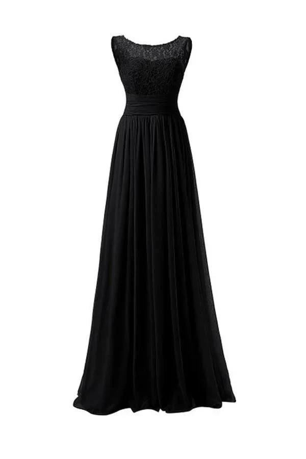 Chiffon Long Prom Dress Scoop Bridesmaid Dress Lace  PG 204 (ZD13155)