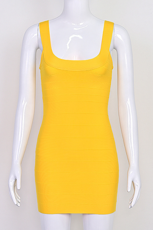 Cindy Bandage Mini Dress - Mustard Yellow