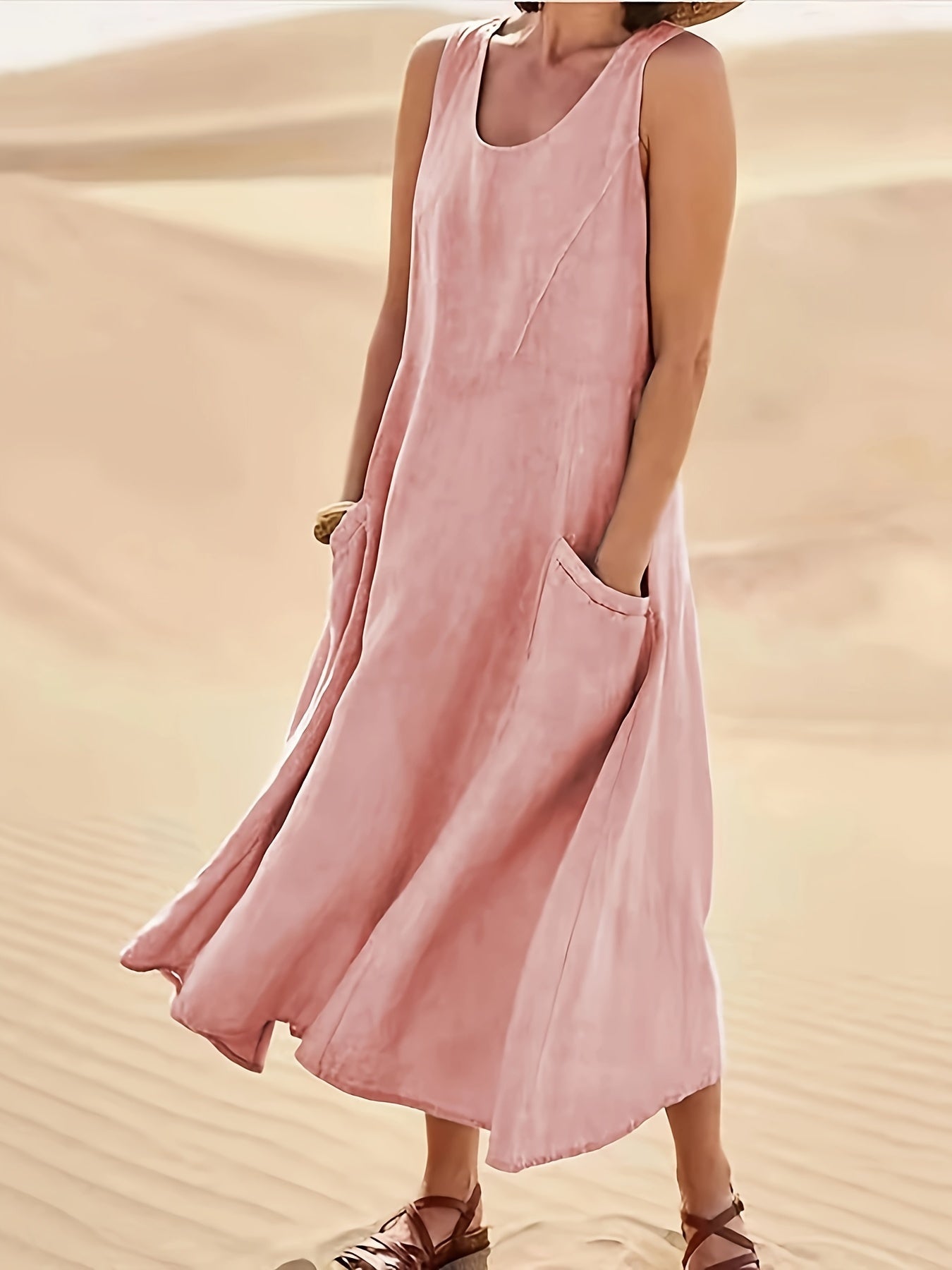 Amayrani Vintage Tank Dress with Pockets for Women Modern Chic Style