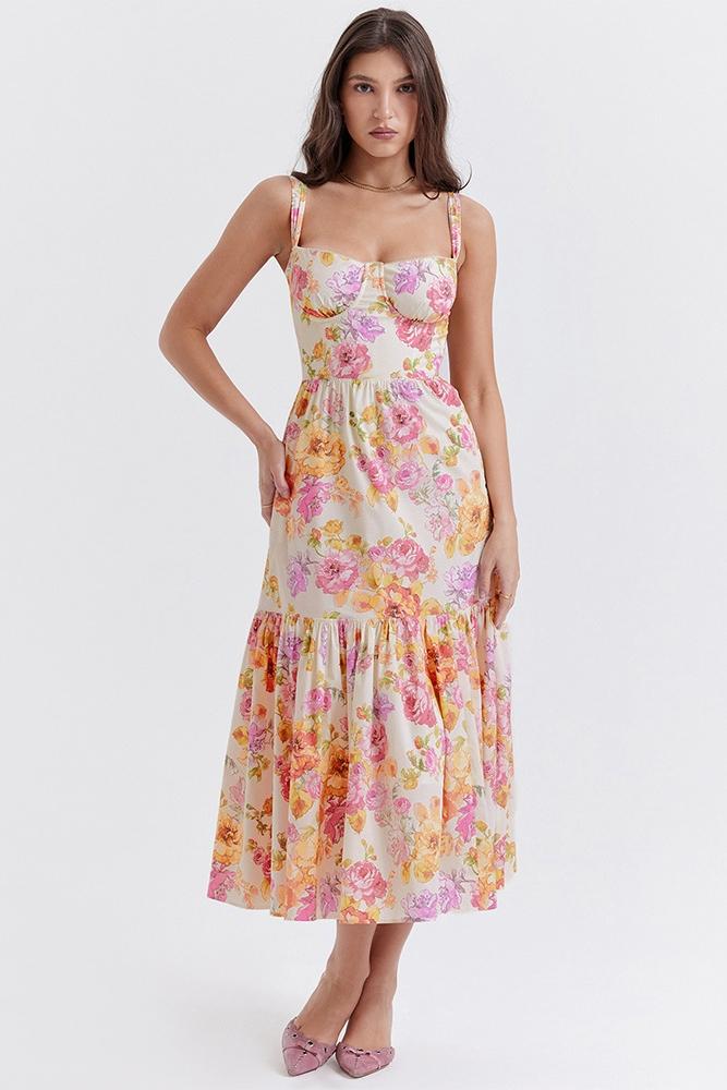 Guadalupe Premium Flared Midi Dress with Print Chic Silhouette Collection