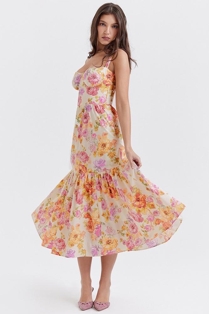 Guadalupe Premium Flared Midi Dress with Print Chic Silhouette Collection