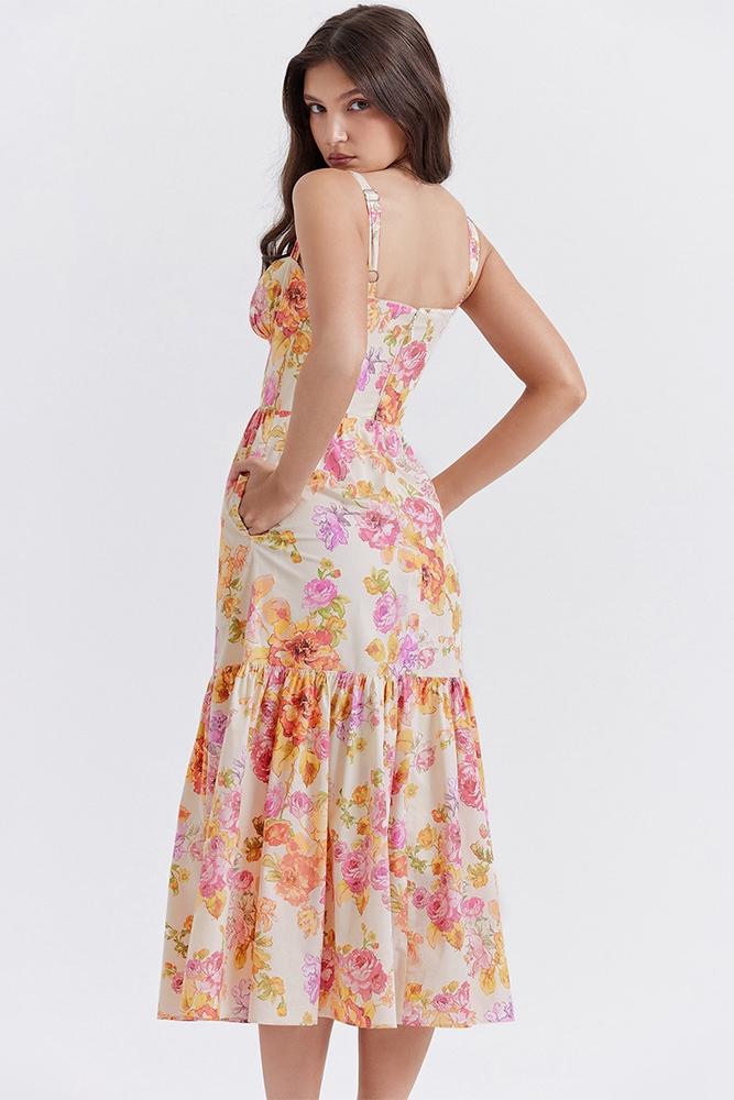 Yvonne Timeless Flared Midi Dress with Print Statement Occasion Edit