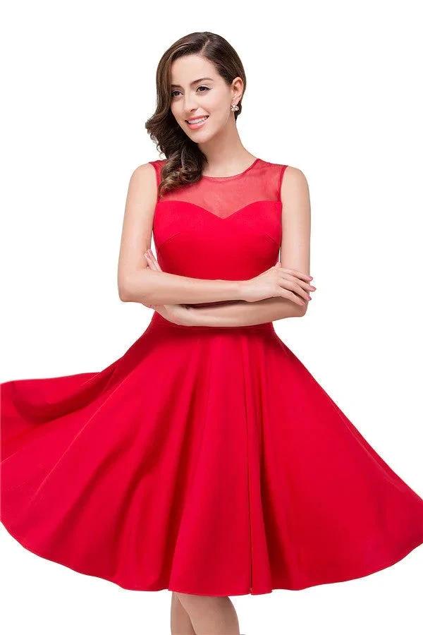 Crew Knee-length A-line Red Bridesmaid Dresses (ZD13081)