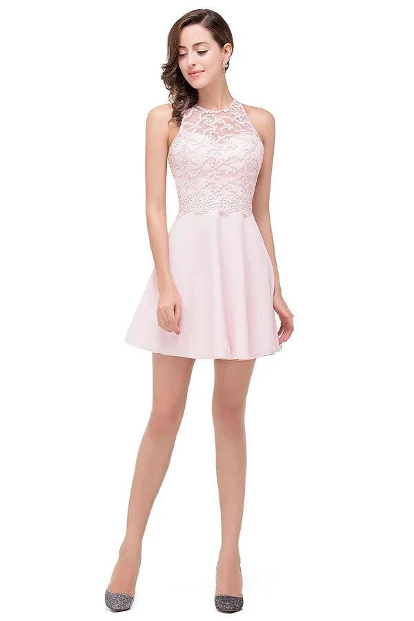 Cute Mini A-line Crew Appliques Bridesmaid Dresses (ZD13080)