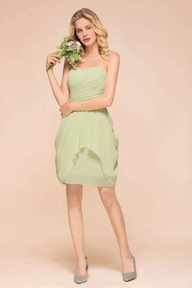 Cute Sleeveless slim Ruffle Chiffon Mini Bridesmaid Dress Wedding Guest Dress by misshow.com