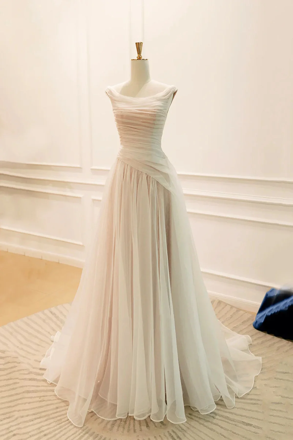 Light Champagne A-line Chiffon Prom Dress Party Dress, Simple Chiffon Wedding Party Dress - View 3 | VelvetHem