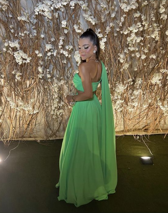 Sexy Strapless Green Chiffon Prom Dress Long Party Evening Gown - View 3 | VelvetHem