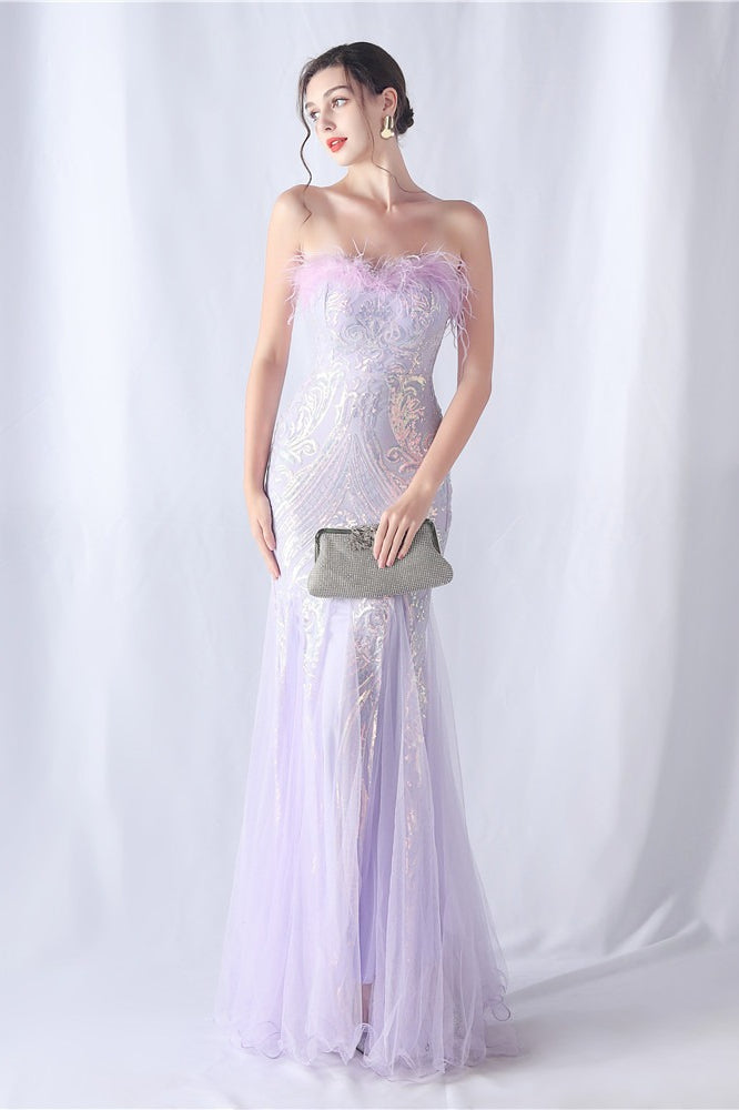Ostrich Feather Sequin Dress with Relaxed Fit and Seasonal Wardrobe Essential