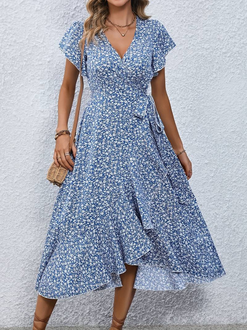 Zoraida Effortless Floral Wrap Dress Statement Occasion Edit