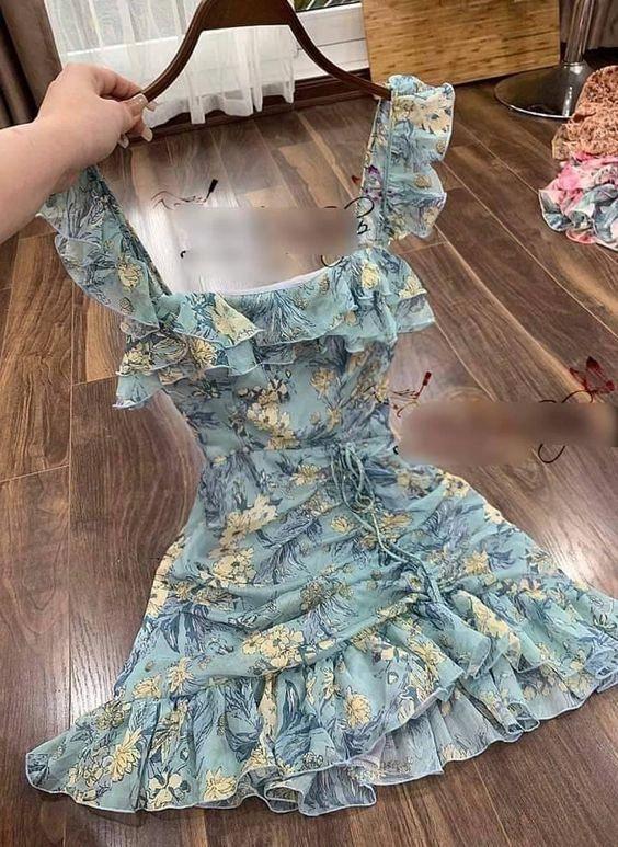 Outfit Floral Dress Short Homecoming Dress Beach Dress (ZD12527) - VelvetHem