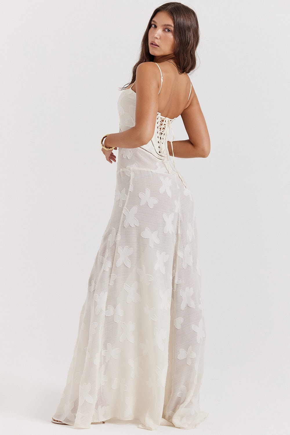 Lace Tie - Strap Romantic Maxi Dress