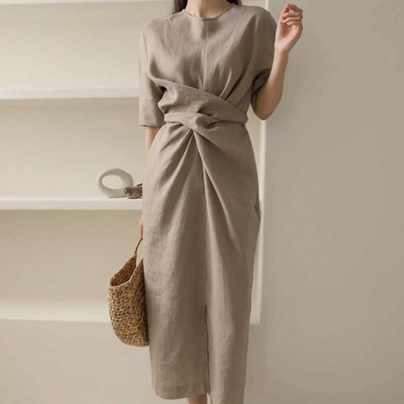 Helena Aesthetic Lange Wrap Dress Midi Premium Wardrobe Essential