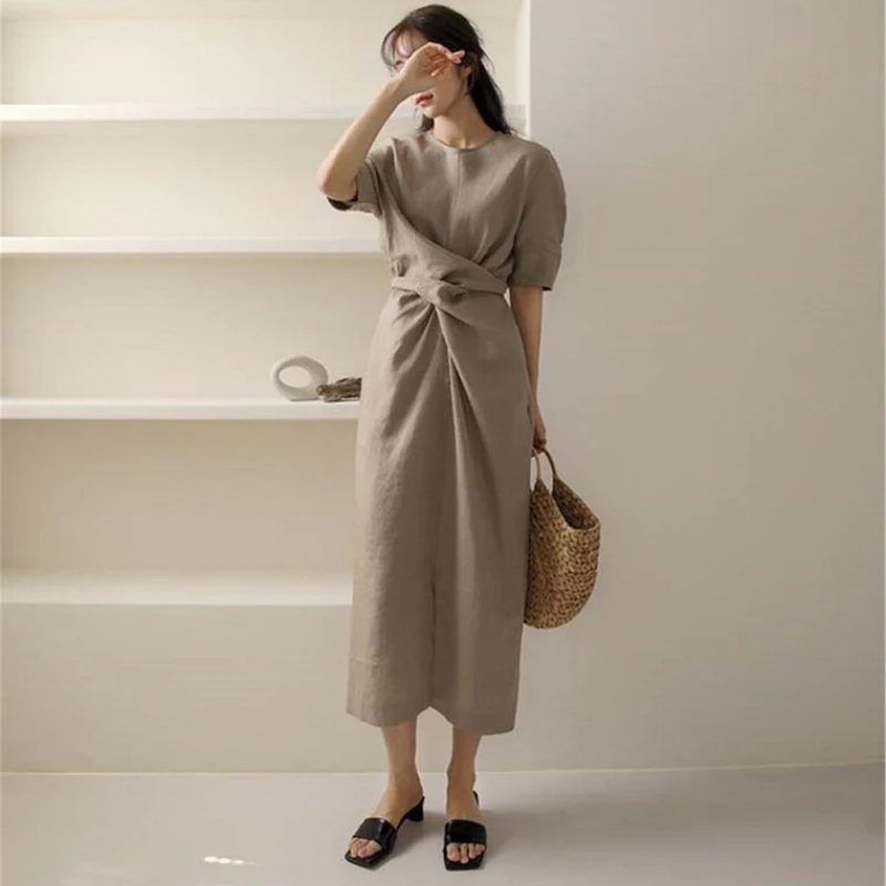 Helena Aesthetic Lange Wrap Dress Midi Premium Wardrobe Essential