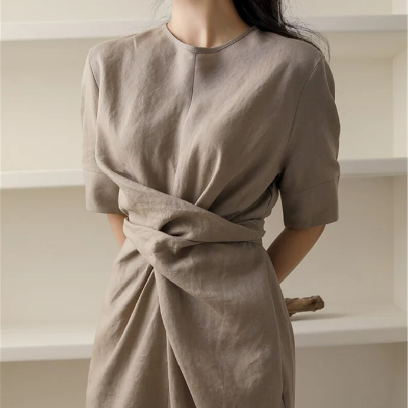 Helena Aesthetic Lange Wrap Dress Midi Premium Wardrobe Essential