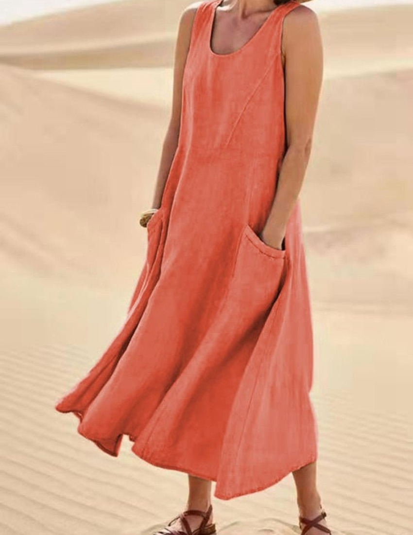 Isabel Chic Women's Airy Summer Midi Dress Statement Occasion Edit